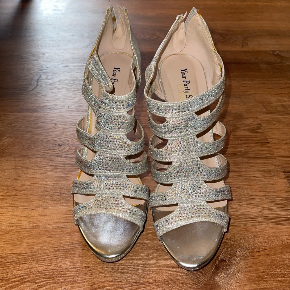 Silver glitter 4inch prom heels
